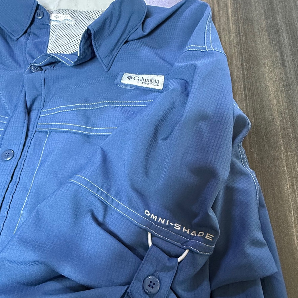 Columbia Men's Long Sleeve Fishing Shirt Omni‎ Shade Blue XL - Picture 5 of 5